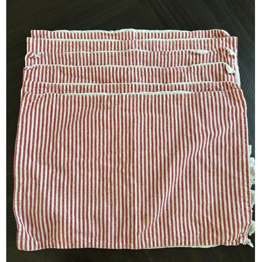 Pottery Barn Set of Six (6) Countrycore White Blue Stripe Place Mats Cotton